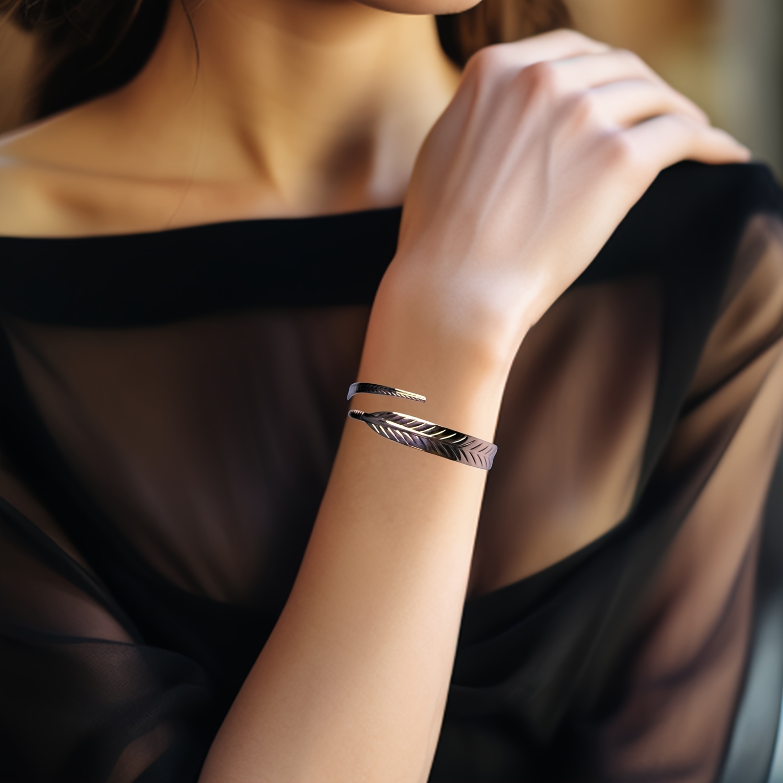 Boho Copper Cuff Bangle No Plating Leaf Daily Wear & Gift